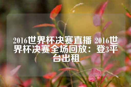 2016世界杯决赛直播 2016世界杯决赛全场回放：登3平台出租-第1张图片-皇冠信用盘出租