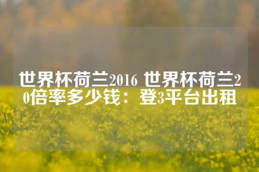 世界杯荷兰2016 世界杯荷兰20倍率多少钱：登3平台出租-第1张图片-皇冠信用盘出租