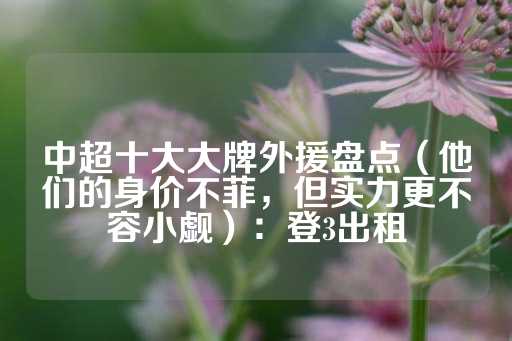 中超十大大牌外援盘点（他们的身价不菲，但实力更不容小觑）：登3出租