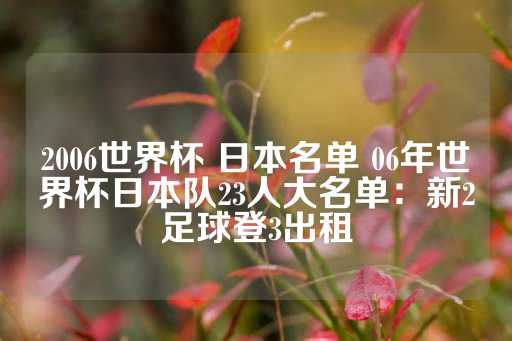 2006世界杯 日本名单 06年世界杯日本队23人大名单：新2足球登3出租