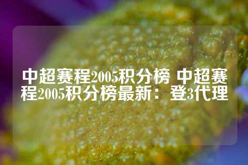 中超赛程2005积分榜 中超赛程2005积分榜最新：登3代理-第1张图片-皇冠信用盘出租