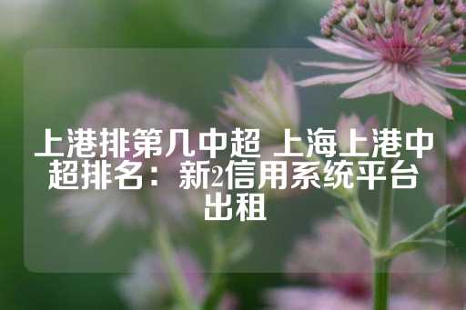 上港排第几中超 上海上港中超排名：新2信用系统平台出租