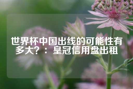 世界杯中国出线的可能性有多大？：皇冠信用盘出租