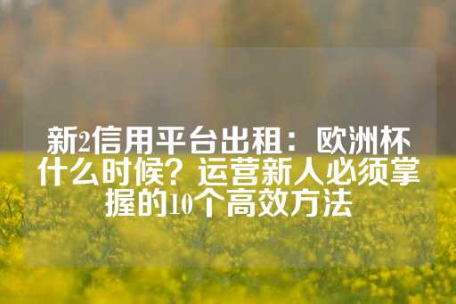 新2信用平台出租：欧洲杯什么时候？运营新人必须掌握的10个高效方法-第1张图片-皇冠信用盘出租