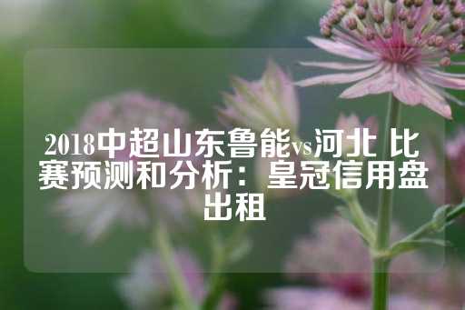 2018中超山东鲁能vs河北 比赛预测和分析：皇冠信用盘出租-第1张图片-皇冠信用盘出租