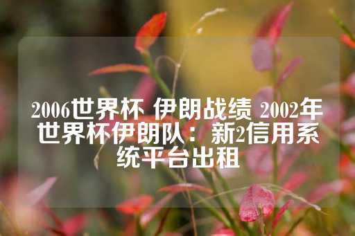 2006世界杯 伊朗战绩 2002年世界杯伊朗队：新2信用系统平台出租-第1张图片-皇冠信用盘出租