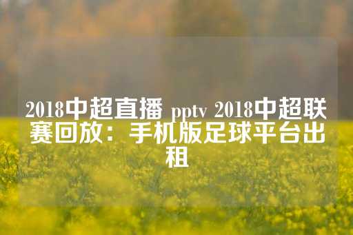 2018中超直播 pptv 2018中超联赛回放：手机版足球平台出租-第1张图片-皇冠信用盘出租