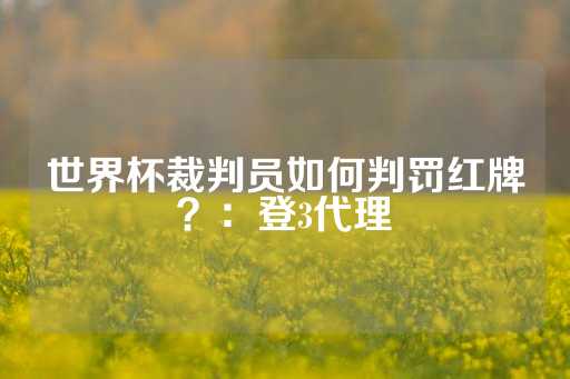 世界杯裁判员如何判罚红牌？：登3代理