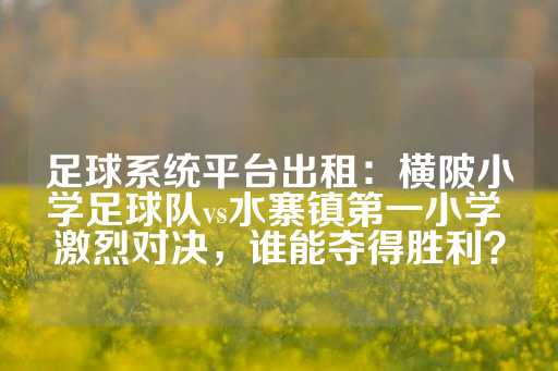 足球系统平台出租：横陂小学足球队vs水寨镇第一小学 激烈对决，谁能夺得胜利？-第1张图片-皇冠信用盘出租