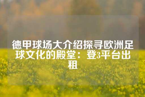 德甲球场大介绍探寻欧洲足球文化的殿堂：登3平台出租-第1张图片-皇冠信用盘出租