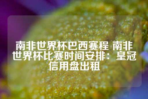 南非世界杯巴西赛程 南非世界杯比赛时间安排：皇冠信用盘出租