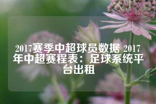 2017赛季中超球员数据 2017年中超赛程表：足球系统平台出租