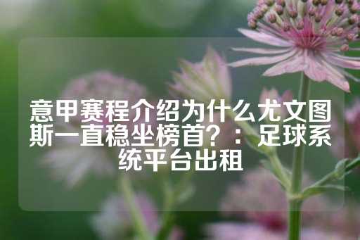 意甲赛程介绍为什么尤文图斯一直稳坐榜首？：足球系统平台出租