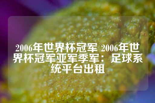 2006年世界杯冠军 2006年世界杯冠军亚军季军：足球系统平台出租-第1张图片-皇冠信用盘出租