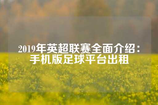 2019年英超联赛全面介绍：手机版足球平台出租