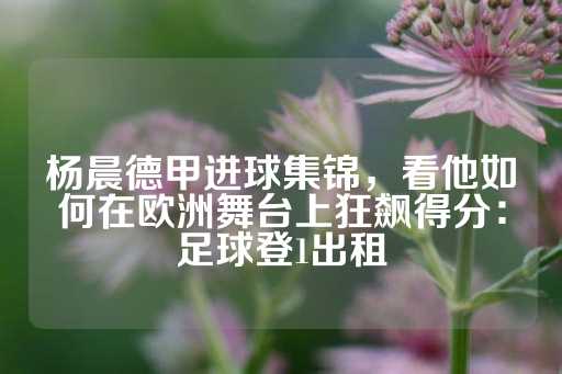 杨晨德甲进球集锦，看他如何在欧洲舞台上狂飙得分：足球登1出租-第1张图片-皇冠信用盘出租