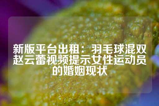 新版平台出租：羽毛球混双赵云蕾视频提示女性运动员的婚姻现状-第1张图片-皇冠信用盘出租