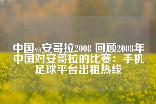 中国vs安哥拉2008 回顾2008年中国对安哥拉的比赛：手机足球平台出租热线-第1张图片-皇冠信用盘出租