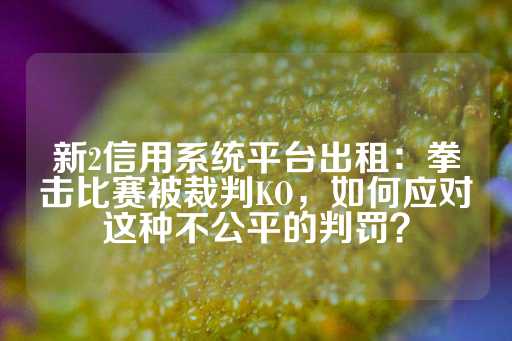 新2信用系统平台出租：拳击比赛被裁判KO，如何应对这种不公平的判罚？