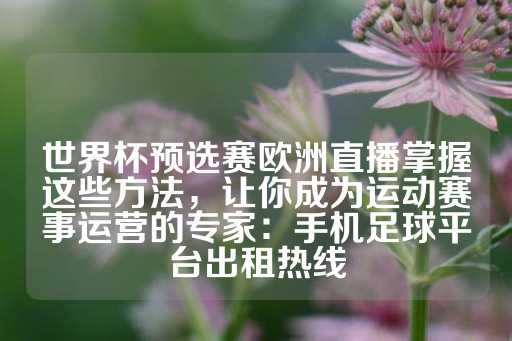 世界杯预选赛欧洲直播掌握这些方法，让你成为运动赛事运营的专家：手机足球平台出租热线