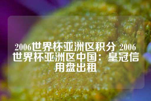 2006世界杯亚洲区积分 2006世界杯亚洲区中国：皇冠信用盘出租-第1张图片-皇冠信用盘出租