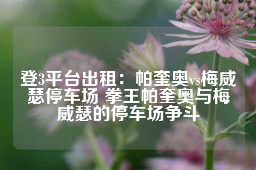 登3平台出租：帕奎奥vs梅威瑟停车场 拳王帕奎奥与梅威瑟的停车场争斗-第1张图片-皇冠信用盘出租