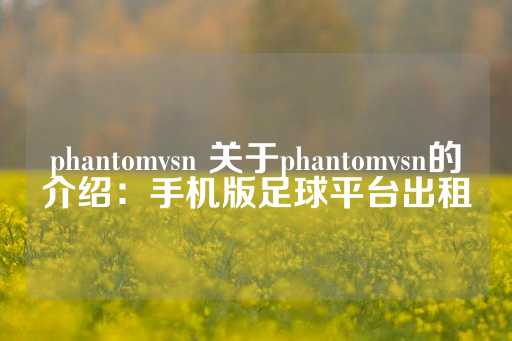 phantomvsn 关于phantomvsn的介绍：手机版足球平台出租