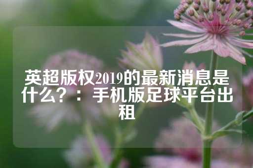 英超版权2019的最新消息是什么？：手机版足球平台出租-第1张图片-皇冠信用盘出租