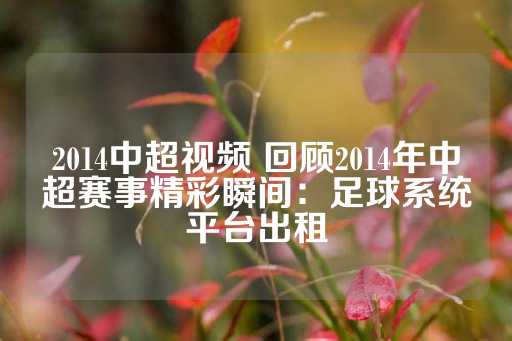 2014中超视频 回顾2014年中超赛事精彩瞬间：足球系统平台出租