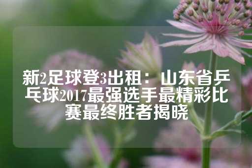 新2足球登3出租：山东省乒乓球2017最强选手最精彩比赛最终胜者揭晓