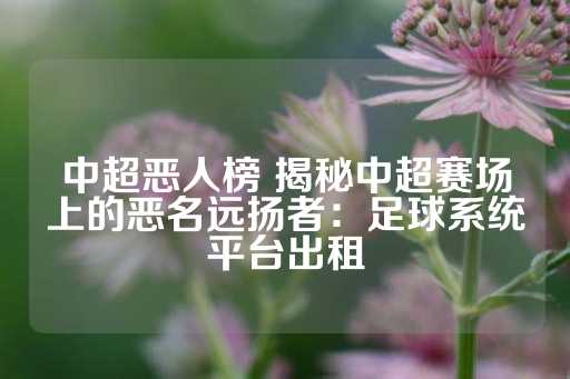 中超恶人榜 揭秘中超赛场上的恶名远扬者：足球系统平台出租