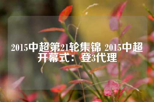 2015中超第21轮集锦 2015中超开幕式：登3代理-第1张图片-皇冠信用盘出租