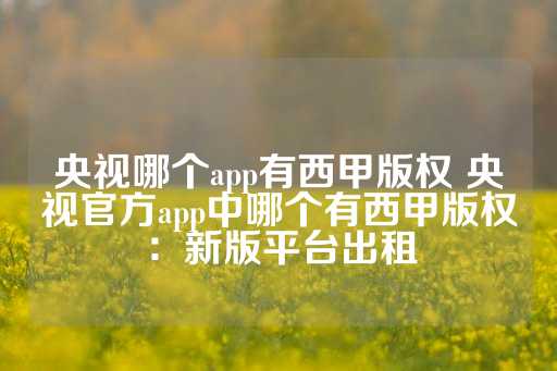 央视哪个app有西甲版权 央视官方app中哪个有西甲版权：新版平台出租