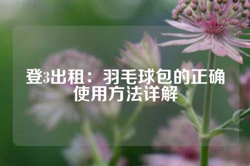 登3出租：羽毛球包的正确使用方法详解-第1张图片-皇冠信用盘出租