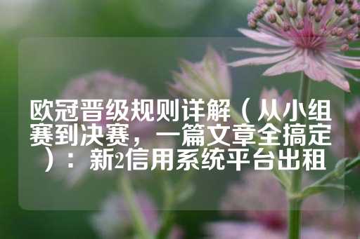 欧冠晋级规则详解（从小组赛到决赛，一篇文章全搞定）：新2信用系统平台出租-第1张图片-皇冠信用盘出租