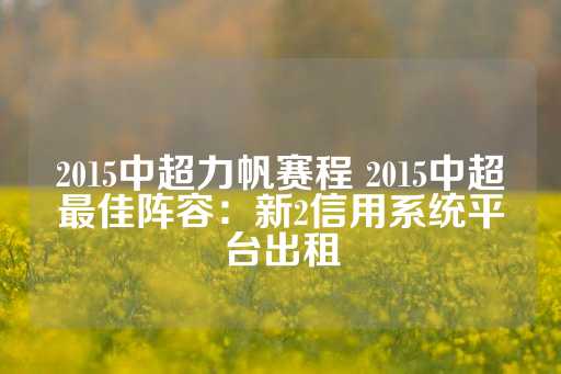 2015中超力帆赛程 2015中超最佳阵容：新2信用系统平台出租