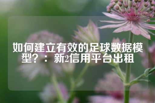 如何建立有效的足球数据模型？：新2信用平台出租-第1张图片-皇冠信用盘出租