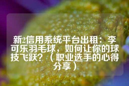 新2信用系统平台出租：李可乐羽毛球，如何让你的球技飞跃？（职业选手的心得分享）-第1张图片-皇冠信用盘出租