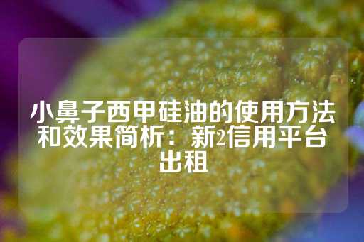 小鼻子西甲硅油的使用方法和效果简析：新2信用平台出租