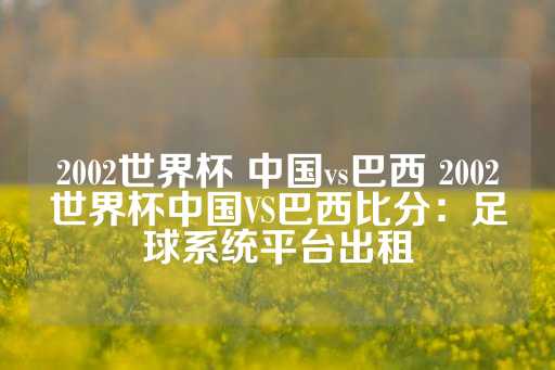 2002世界杯 中国vs巴西 2002世界杯中国VS巴西比分：足球系统平台出租-第1张图片-皇冠信用盘出租