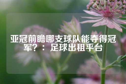 亚冠前瞻哪支球队能夺得冠军？：足球出租平台-第1张图片-皇冠信用盘出租