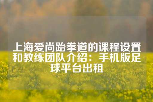 上海爱尚跆拳道的课程设置和教练团队介绍：手机版足球平台出租