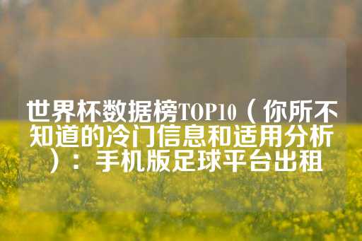 世界杯数据榜TOP10（你所不知道的冷门信息和适用分析）：手机版足球平台出租