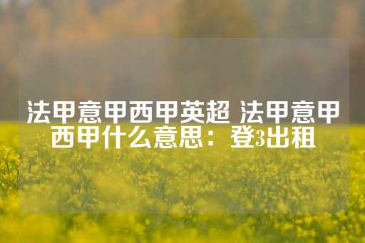 法甲意甲西甲英超 法甲意甲西甲什么意思：登3出租