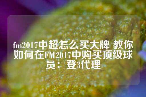 fm2017中超怎么买大牌 教你如何在FM2017中购买顶级球员：登3代理-第1张图片-皇冠信用盘出租