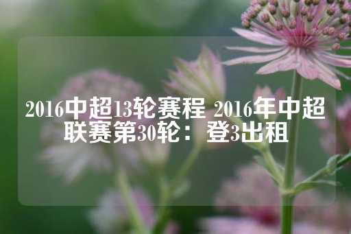 2016中超13轮赛程 2016年中超联赛第30轮：登3出租-第1张图片-皇冠信用盘出租