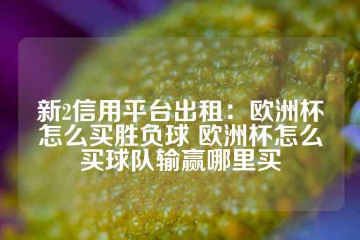 新2信用平台出租：欧洲杯怎么买胜负球 欧洲杯怎么买球队输赢哪里买-第1张图片-皇冠信用盘出租