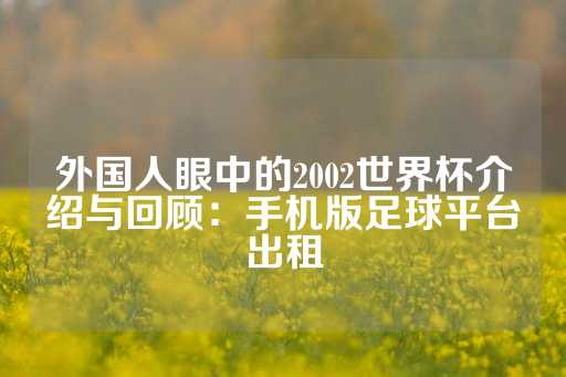 外国人眼中的2002世界杯介绍与回顾：手机版足球平台出租