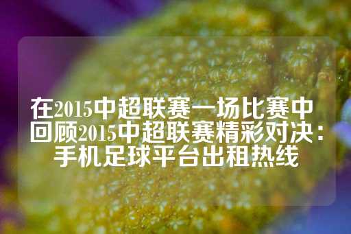 在2015中超联赛一场比赛中 回顾2015中超联赛精彩对决：手机足球平台出租热线-第1张图片-皇冠信用盘出租