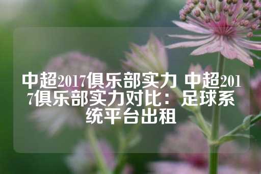 中超2017俱乐部实力 中超2017俱乐部实力对比：足球系统平台出租-第1张图片-皇冠信用盘出租